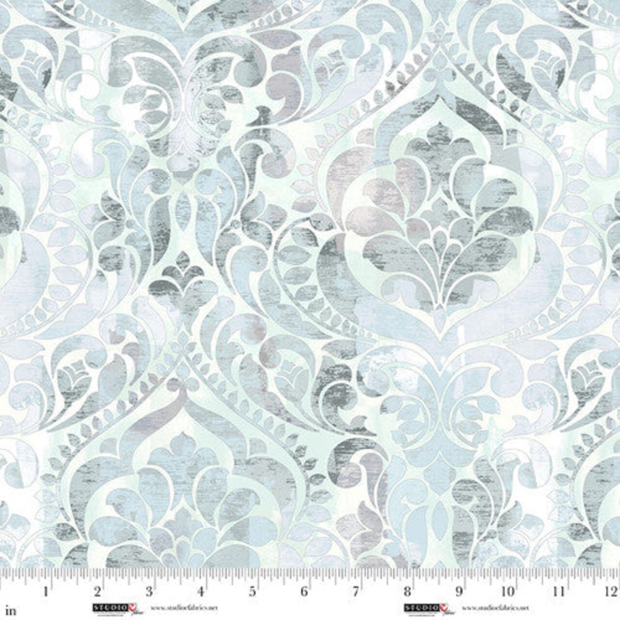 Fabric Studio E Ice You Damask! 118" Wide Back by the Quarter Yard 8568-17